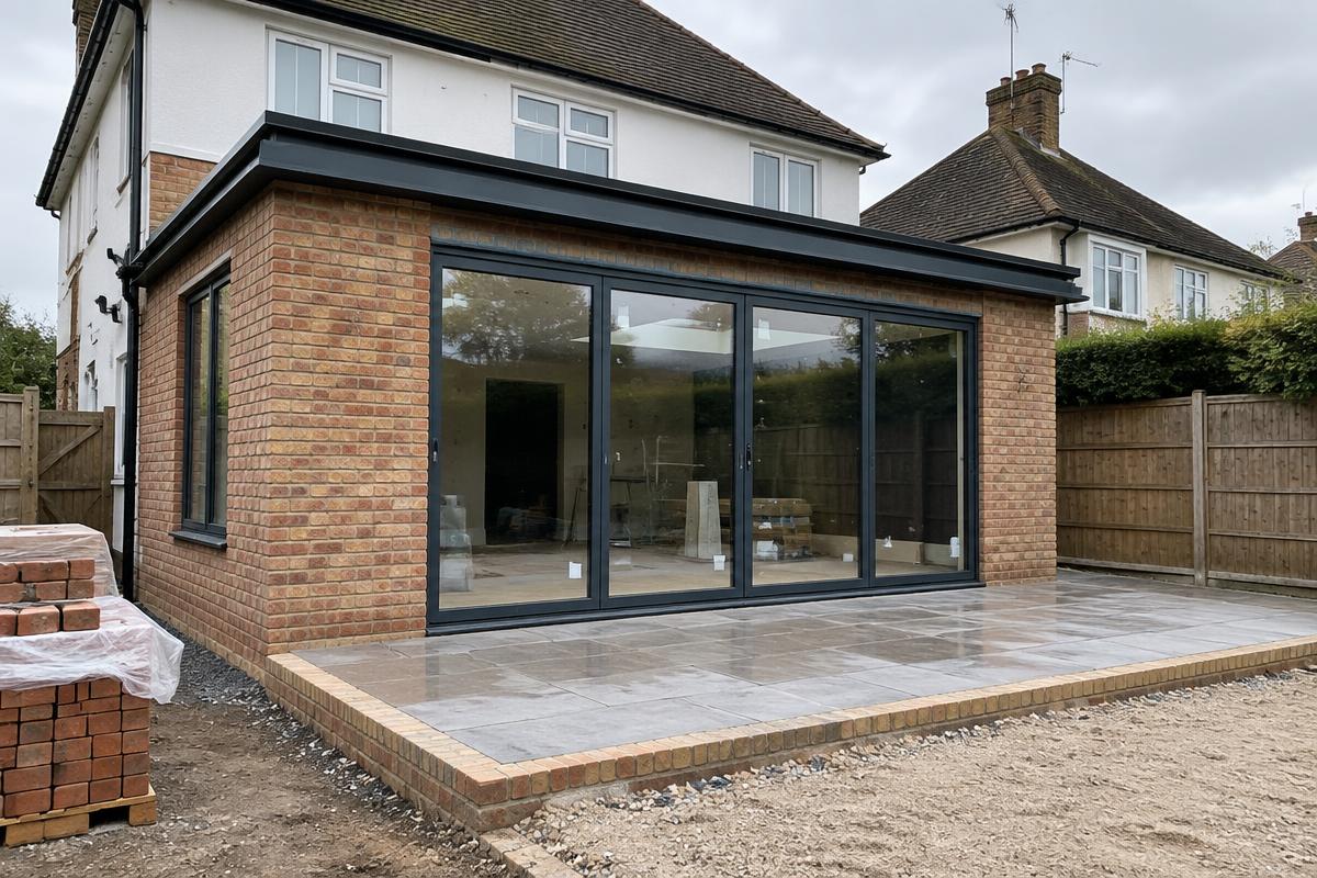 Residential extension project under construction in the UK